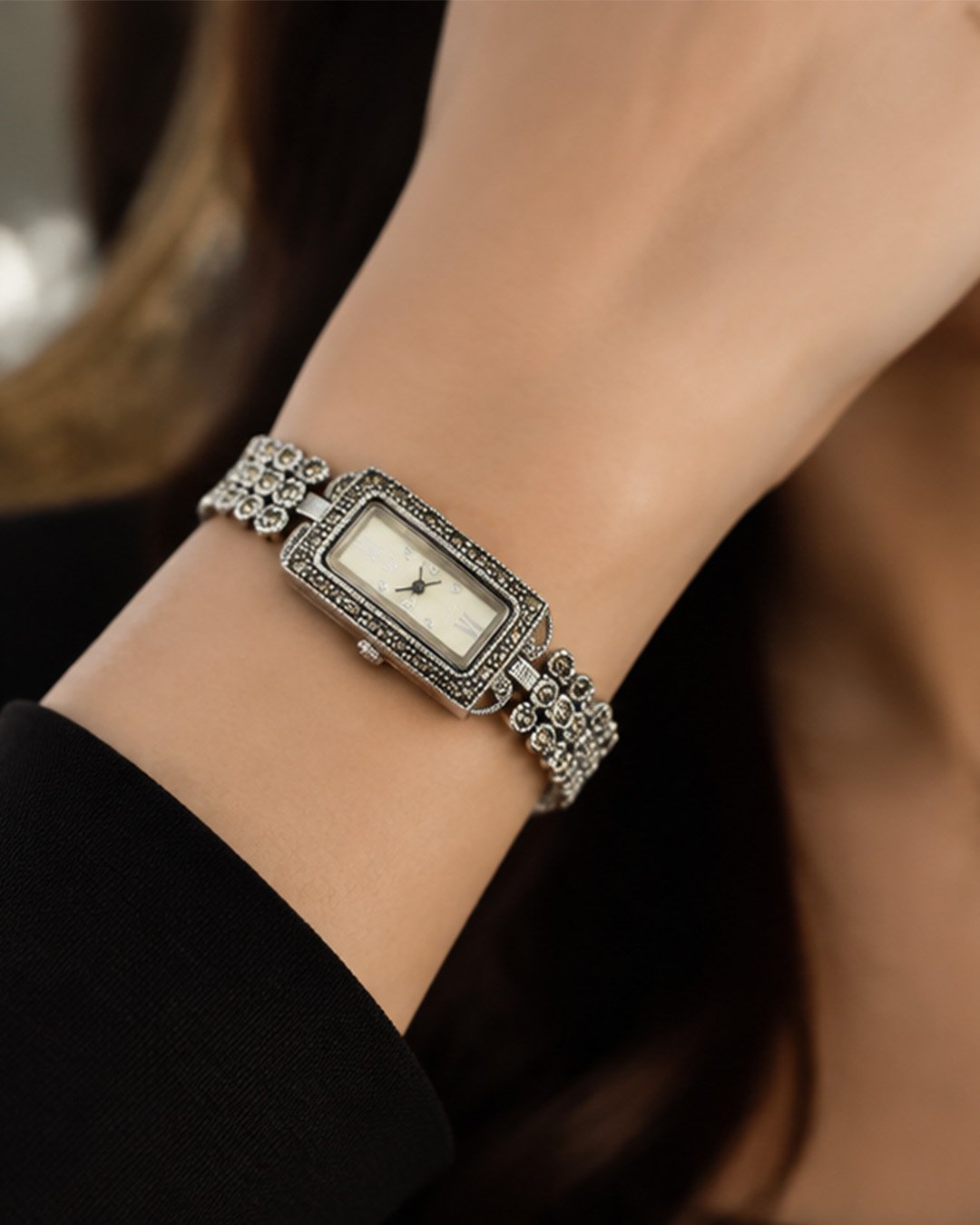 Raven silver watch