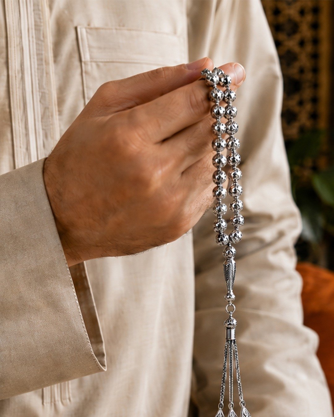 Tasbih Italian 925 sterling silver rosary inlaid with turquoise zircon stones